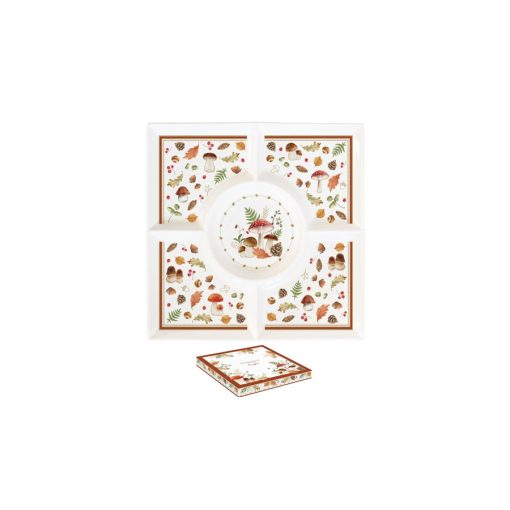 Porcelán kínálótálca 25x25cm, dobozban, Autumn Breeze – Easy Life-Nuova