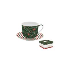   Porcelán reggelizőcsésze+alj 400ml, dobozban, Atmosphere, Fancy Christmas – Easy Life-Nuova