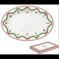   Easy Life-Nuova Porcelán ováltálca 35x23,5cm, dobozban, Magie de Noel