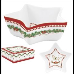   Easy Life-Nuova Porcelán csillagtál 15x5cm, dobozban, Magie de Noel