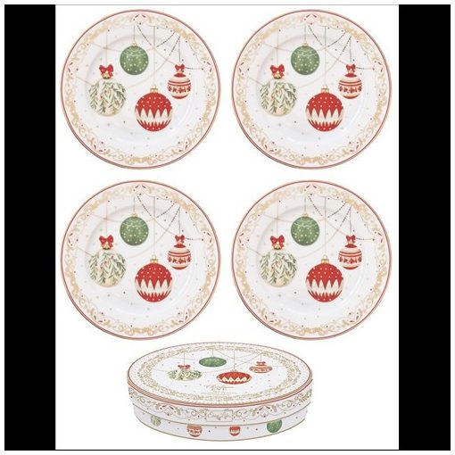 Easy Life-Nuova Porcelán desszerttányérszett 4db-os, 19cm, dobozban, Christmas Eve