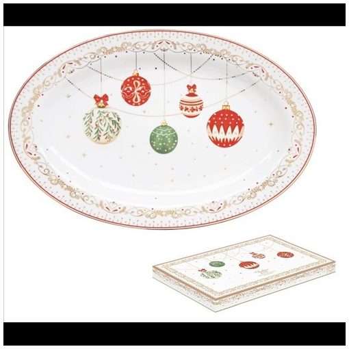 Easy Life-Nuova Porcelán ováltálca 35x23,5cm, dobozban, Christmas Eve