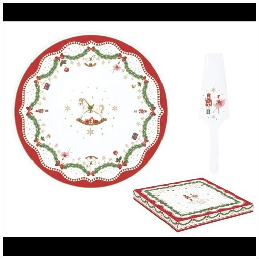 Easy Life-Nuova Porcelán tortatál lapáttal 32cm dobozban, Magie de Noel