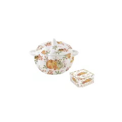   Porcelántál fedővel, tökformájú, 15x13cm, dobozban, Harvest – Easy Life-Nuova