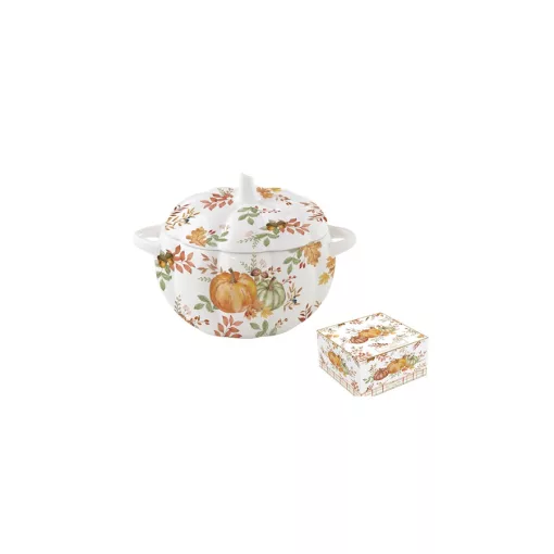 Porcelántál fedővel, tökformájú, 15x13cm, dobozban, Harvest – Easy Life-Nuova