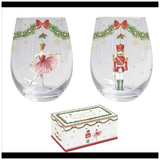 Easy Life-Nuova Üvegpohár 500ml, 2db-os szett, dobozban, Magie de Noel