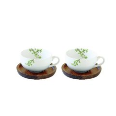   Porcelán kávéscsésze akácfa aljjal, 2 személyes 120ml, dobozban, Natura