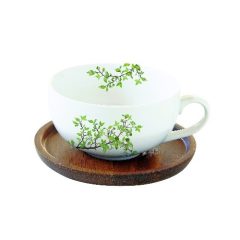   Porcelán teáscsésze akácfa aljjal, 250ml, dobozban, Natura