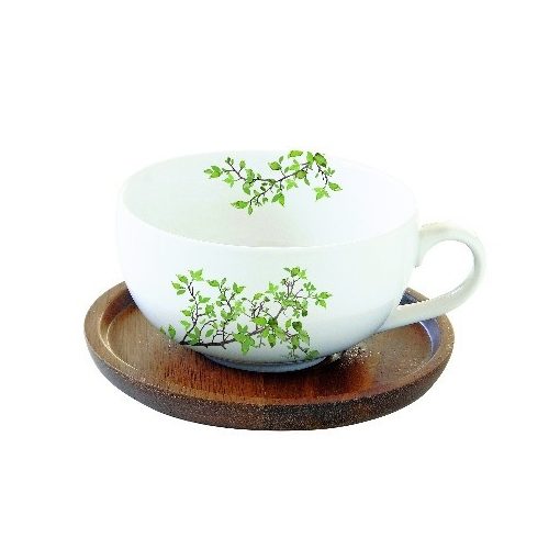 Porcelán teáscsésze akácfa aljjal, 250ml, dobozban, Natura