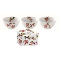 Porcelán tálkaszett S-3,9,5cm, dobozban, Sakura