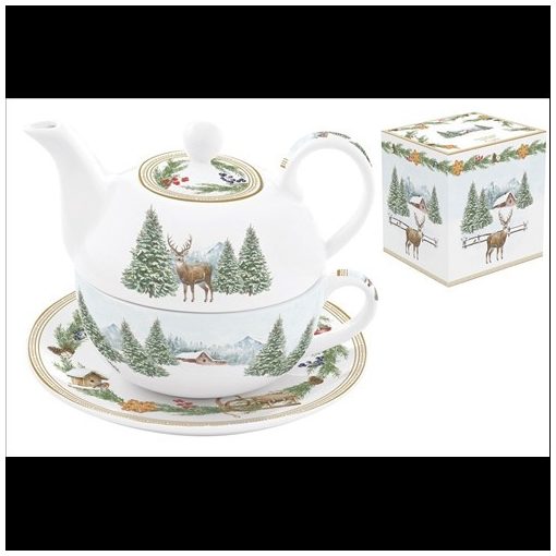 Easy Life-Nuova Porcelán egyszemélyes teáskészlet 350ml, +350ml, donozban, White Forest