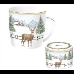   Easy Life-Nuova Porcelánbögre 350ml, fémdobozban, White Forest