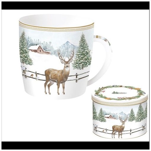 Easy Life-Nuova Porcelánbögre 350ml, fémdobozban, White Forest