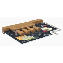   Sajtvágókészlet üveglapos, bambusz, 31,5x20cm, World Of Cheese – Easy Life-Nuova