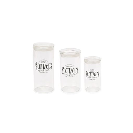 Cottage tárolóüveg 3 részes, 10x16/10x18,5/10x21cm – Nuvole di Stoffa