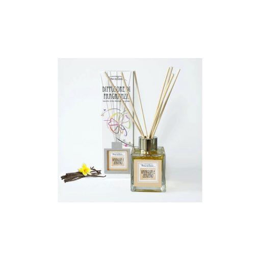Diffúzor-Calabriai illóolaj rattanpálcával, 100ml, Vaniglia & Zenzero (Vanília-Gyömbér) – Carpentieri Profumi