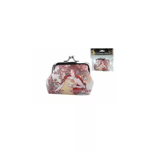 Műbőr pénztárca 9x7,5x2cm, Mucha:Ősz – Carmani