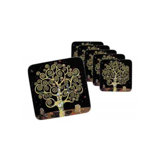Parafa poháralátét 10x10cm,6db-os, Klimt: Életfa – Carmani