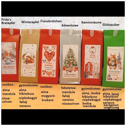 Tea díszcsomagban különféle.ízesítéssel-100g