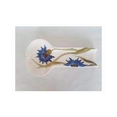   Búzavirágos lapos fakanáltartó, 25x12,5x3cm, kerámia, kézzel festett – Vanilia Kerámia