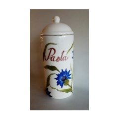 Búzavirágos tésztatartó, kerámia, kézzel festett