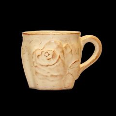 Antik rózsás bögre, kerámia, kézzel festett-3dl