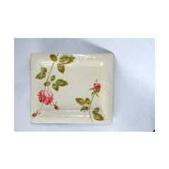   Régi rózsás tál, kerámia, kézzel festett-31,5x27x3cm – Vanilia Kerámia