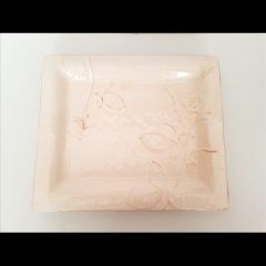 Antik rózsás tál, kerámia, kézzel festett-31,5x27x3cm