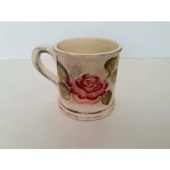   Domboru mintás egyenes bögre, virágos bordó, kerámia, kézzel festett-3,5dl