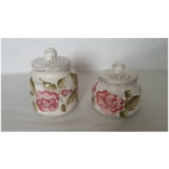   Domború mintás méztartó nagy csurgatóval, virágos bordó, kerámia, kézzel festett-7,5dl – Vanilia Kerámia