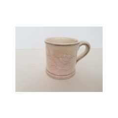   Domború mintás teásbögre egyenes, virágos natúr, kerámia, kézzel festett-3,5dl – Vanilia Kerámia