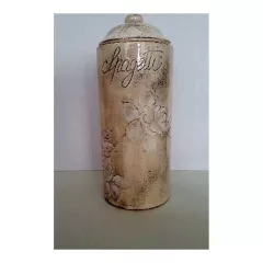   Domború mintás spagettitartó, virágos natúr, kerámia, kézzel festett-dia 12x30,5cm