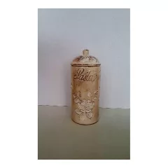   Domború mintás pastatartó, virágos natúr, kerámia, kézzel festett-dia10,5x26cm – Vanilia Kerámia