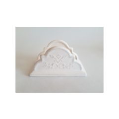   Romantik csipkés szalvétatartó, 15x7,8x7,8cm, natur, kerámia, kézzel festett – Vanilia Kerámia