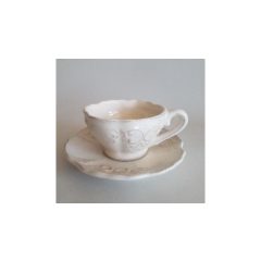   Romantik csipkés teásalj, dia 22cm, natur, kerámia, kézzel festett – Vanilia Kerámia