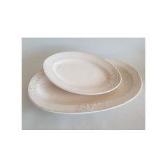   Romantik csipkés ováltál nagy, 43x27x4,5cm, natur, kerámia, kézzel festett – Vanilia Kerámia