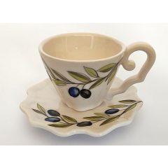   Violin olajbogyós capuccino alj, dia15cm, kerámia, kézzel festett