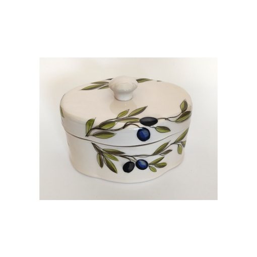 Violin olajbogyós doboz ovál, 15x11x11cm, kerámia, kézzel festett – Vanilia Kerámia