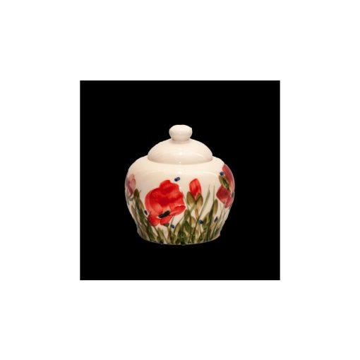 Tele virágos cukortartó, pipacs, kerámia, kézzel festett-3dl – Vanilia Kerámia