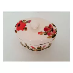   Televirágos ovál doboz, pipacs, kerámia, kézzel festett-15,5x11,5x11cm – Vanilia Kerámia