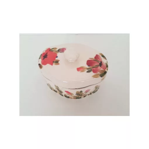 Televirágos ovál doboz, pipacs, kerámia, kézzel festett-15,5x11,5x11cm – Vanilia Kerámia