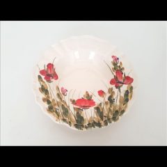   Televirágos mélytányér, pipacs, kerámia, kézzel festett-dia:24x5cm