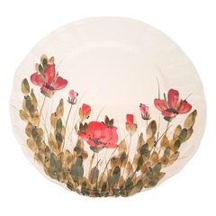   Televirágos lapostányér, pipacs, kerámia, kézzel festett-dia:28,5x1,8cm