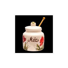   Tele virágos méztartó nagy csurgatóval, pipacs, kerámia, kézzel festett-7,5dl – Vanilia Kerámia