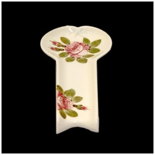 Romantik rózsás lapos fakanáltartó, kerámia, kézzel festett-12,5x25x3cm