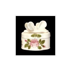   Romantik rózsás doboz ovál, kerámia, kézzel festett-15,5x11x5x15cm – Vanilia Kerámia