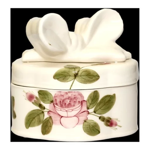 Romantik rózsás doboz ovál, kerámia, kézzel festett-15,5x11x5x15cm – Vanilia Kerámia