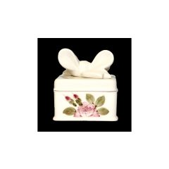   Romantik rózsás doboz szögletes, kerámia, kézzel festett-13,5x13x5x14,5cm – Vanilia Kerámia