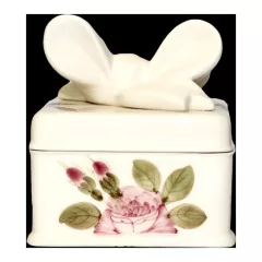  Romantik rózsás doboz szögletes, kerámia, kézzel festett-13,5x13x5x14,5cm – Vanilia Kerámia