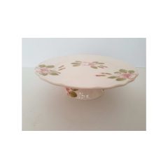   Romantik rózsás tortatál, kerámia, kézzel festett-dia.28x9cm – Vanilia Kerámia